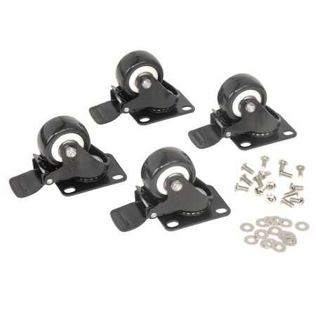 Global Industrial 2 Swivel Locking Caster Kit, For  Network Data Rack Enclosure Cabinet 239191